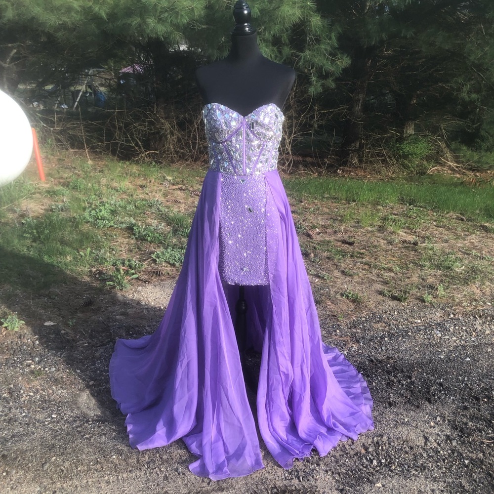 Jovani Purple Embellished Prom Dress